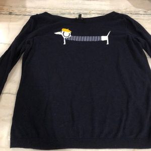 Slinky French dog  navy blue cute top